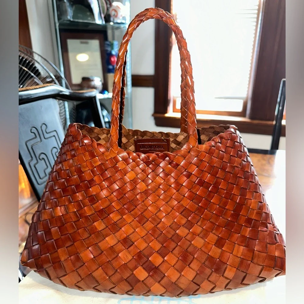 Dragon Diffusion Woven Leather Satchel in Warm Brown - Picture 1 of 7